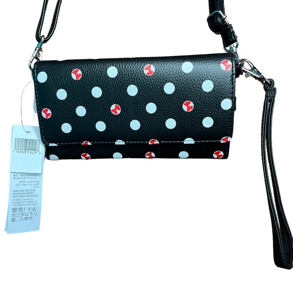Disney Parks Minnie Mouse Cross Body Purse Wallet Black with Red Bows Wrislet - Picture 14 of 16